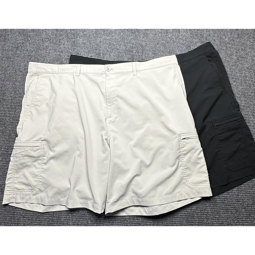 Chaps Golf Shorts Men‎ 50 Lot of 2 Black Beige Performance Stretch Zip Pockets